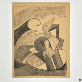 Rolph Scarlett Charcoal Drawing "Geometric Comp"