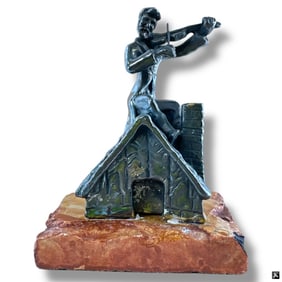 Vintage Sterling Clad Fiddler Sculpture