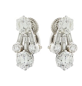 Harry Winston 4.65 Ct Diamond Clip-On Earrings in