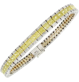 10.88 Ct Yellow & White Diamond Line Bracelet