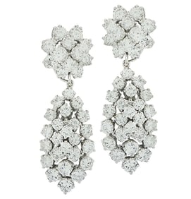 10 Carat Clip-On Dangle Earrings with 72 Brilliant