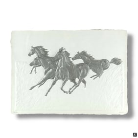 Signed Embossed Print "Running Horses"