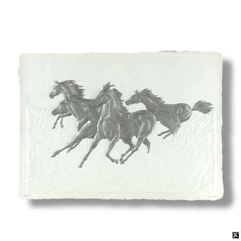 Signed Embossed Print "Running Horses" (1 of 5)