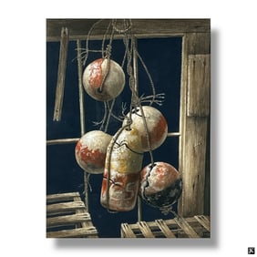 Decorative Framed Color Print "Fishing Buoys"