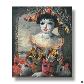 Jean Calogero Oil on Canvas "Pierrot"