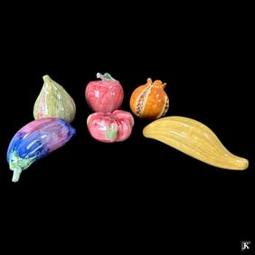 Lot 6 Italian Figural Fruit Glazed Porcelain Items