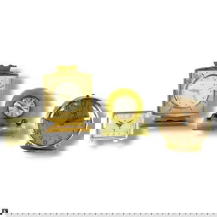 4 Vintage Table Clocks: 4 Vintage Table Clocks LotLot of four vintage tabletop clocks including:— Art Deco onyx clock Measures approx. 4-1/2" H)— Imhof Swiss brass clock (approx. 6-3/4" H)— Ingraham clock (approx. 4-1/