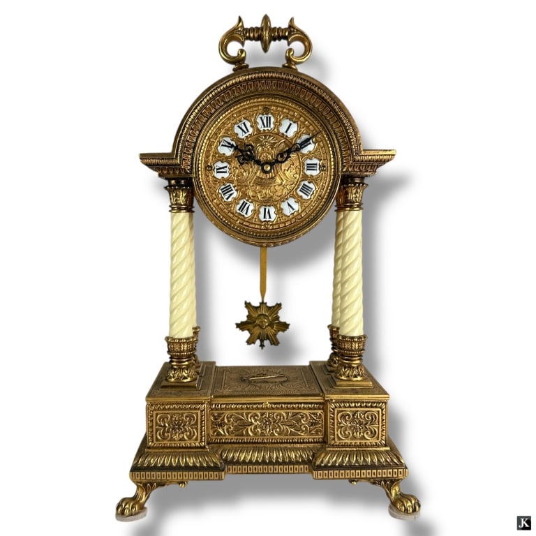 Antique Johmid Brass Pendulum Clock (1 of 6)