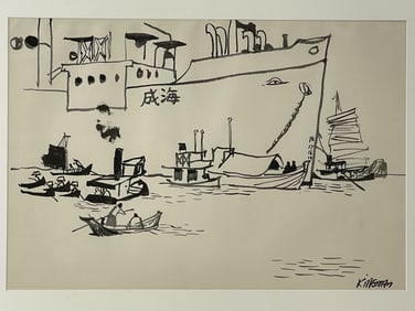 Dong Kingman (1911-2000) River in Bangkok Signed