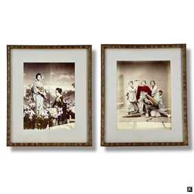 2 Japanese Hand-Colored Albumen Prints "Geishas"