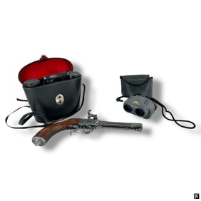 2 Pair Binoculars & Decorative Pistol