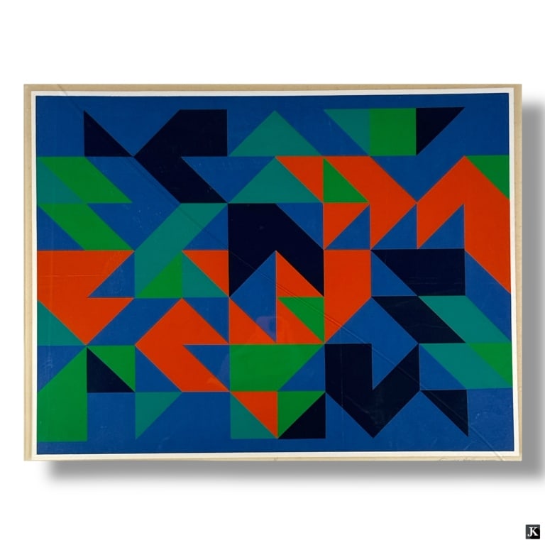 Arnold Hoffman, Jr Color Screenprint "Probability": Arnold Hoffman, American (1915-1991), Jr Color Screenprint "Probability", circa 1970. Framed and under glass screen (large crack in glass), toning from age. Otherwise in good condition. Pencil signed,