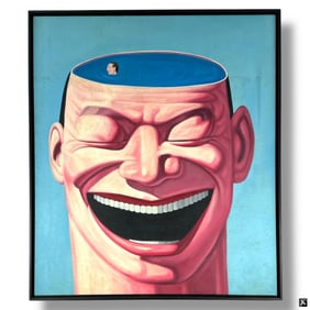 Style of Yue Minjun Oil on Canvas "Grinning Man"
