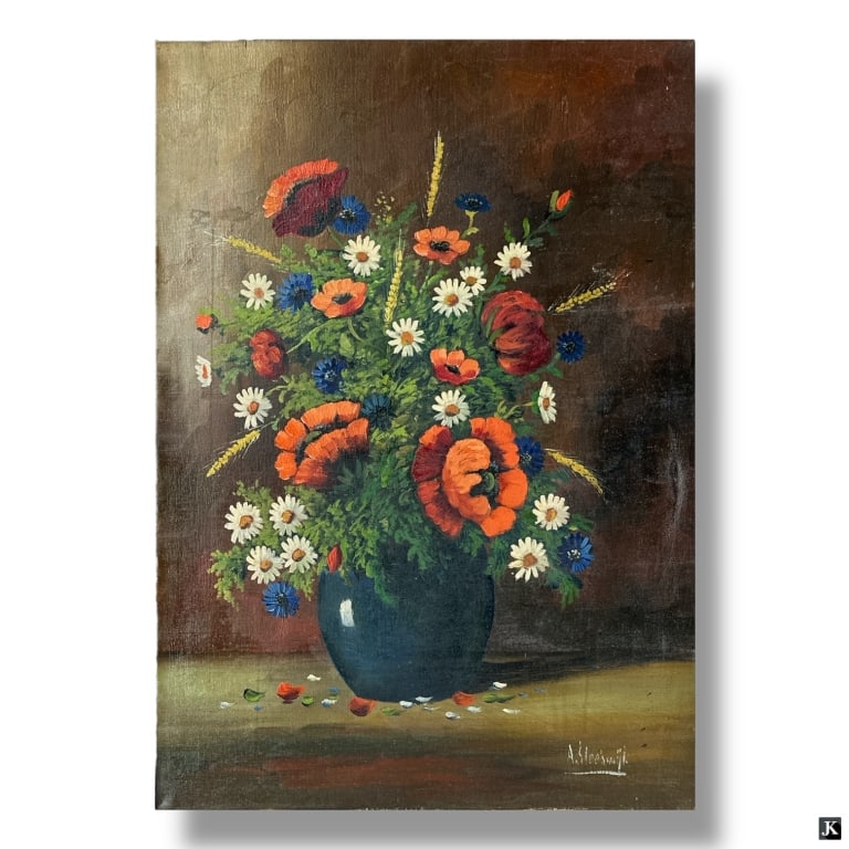 Alexander Sleeswyk Oil/Canvas "Still Life": Alexander Cornelis Sleeswyk, Dutch (1870-1945) Oil on Canvas "Still Life" . Signed lower right. Good condition. Measures 27-1/2" x 19-3/4", frame measures 31-1/2" x 23-3/4". Keywords: Alexander Cornel