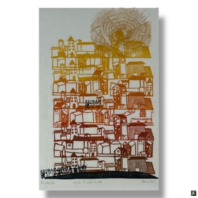 Mariaelisa Leboroni Woodcut "Arriva il Caldo Citta