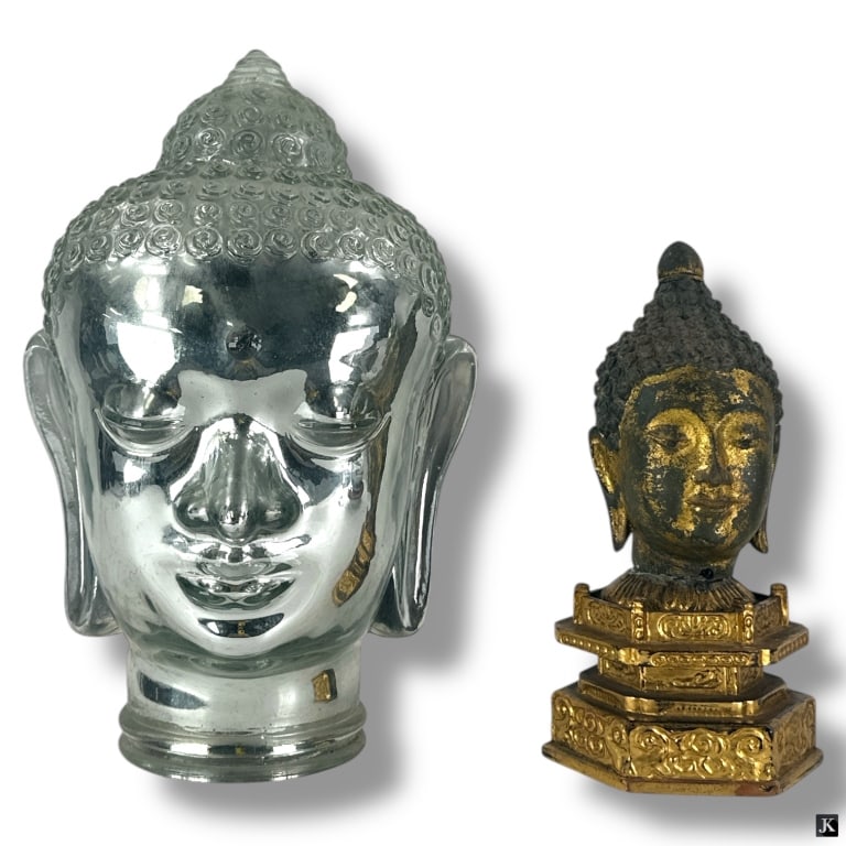2 Decorative Buddha Head Figures (1 of 3)