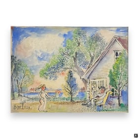 David Burliik (RUSSIA 1882-1967) Lake House W/C