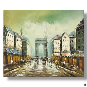 Vintage Decorative Oil/Canvas "Paris Street"