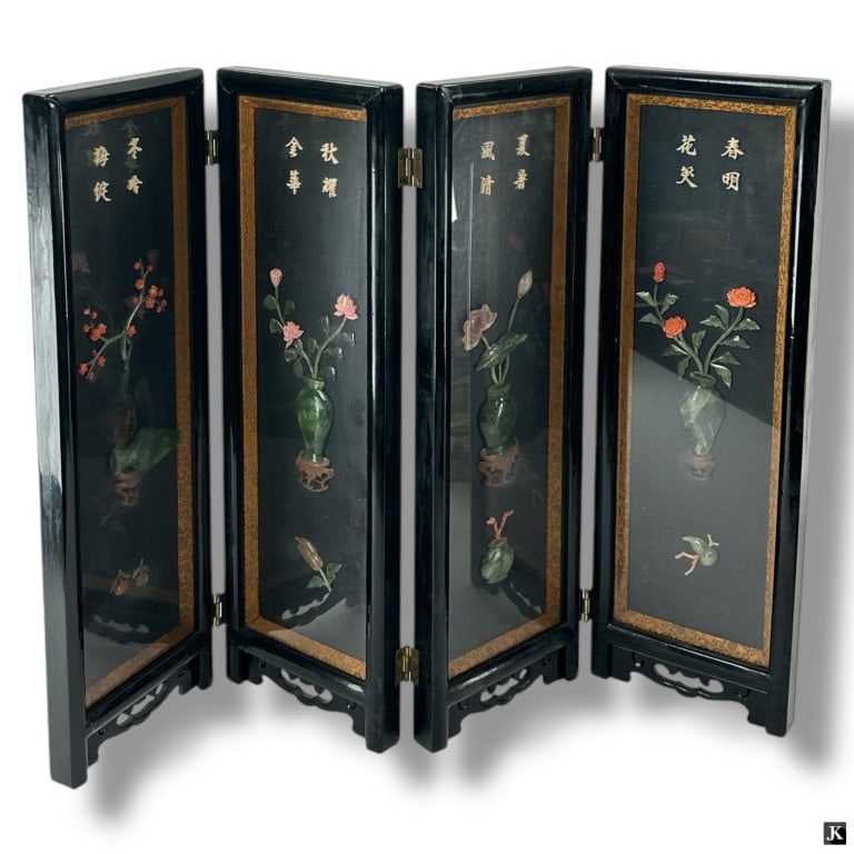 Vintage Table-Top Hardstone Folding Screen (1 of 3)