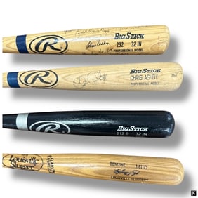 3 Signed Baseball Bats, 1980's Red Sox