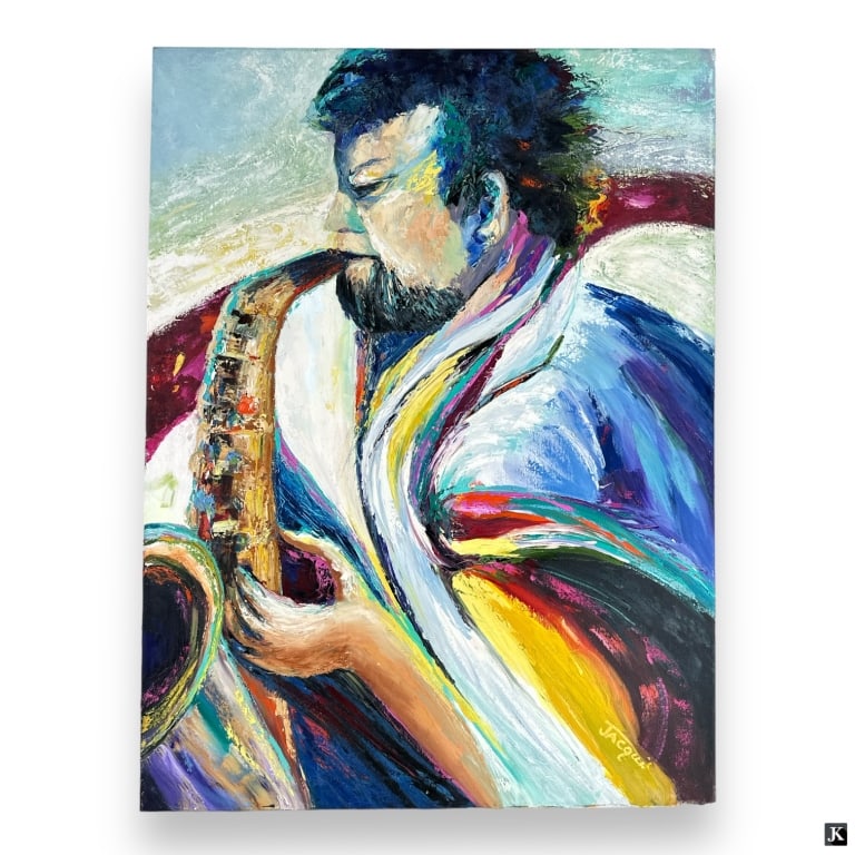 Danielle Jacqui (FRANCE B1934) Sax Player Oil (1 of 5)