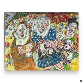 Martin Kaelin (USA B1926) Clowns Ink & Watercolor