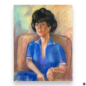 Vintage Pastel on Paper Portrait Of A Woman