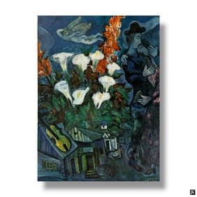 Marc Chagall Print Bouquet of Flowers with Lovers
