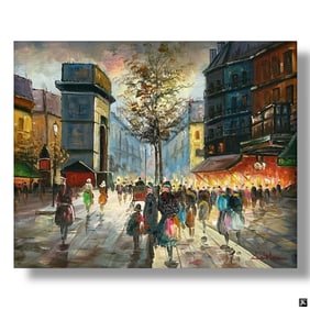 Vintage Oil on Canvas "Paris Street Scene" Signed