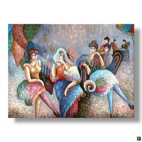 K. Barnes Contemporary Oil/Canvas "Ladies Tea"