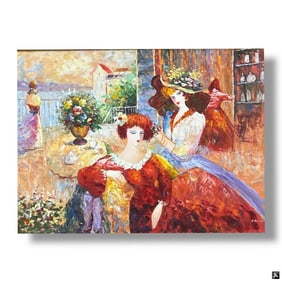 Large Decorative Framed Canvas Print "Tea Time"