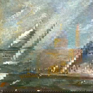 Follower of Canaletto Oil on Canvas "Venice": Follower of Canaletto, Italian (1697-1768) Oil on Canvas "Venice". Unsigned.. Paintloss and wear consistent with age. Measures 51-1/2" x 35-1/2", frame measures 56-1/4" x 39-3/4" keywords:Fine art, pa