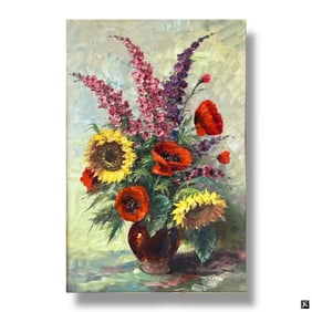 Large Oil/Canvas "Still Life of Flowers" Stevens