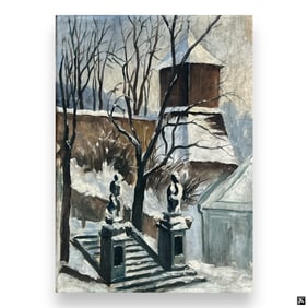 1920's Oil/Canvas "Snowy Steps" Signed Lida