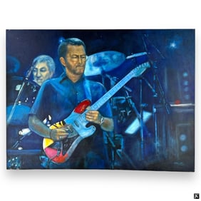 Signed Odell Eric Clapton Oil Painting On Canvas