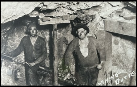Print Of Miners In Butte Montana Framed