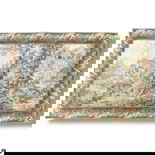 Vintage Needlepoint Tapestry "Landscape": Vintage Needlepoint Tapestry "Landscape" Unsigned. Light wear from age; overall good condition. Measures 36-1/2" x 58". Keywords: vintage needlepoint, landscape tapestry, hand-stitched textile, wall d