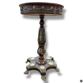French 19C Style Bronze Mounted Pedestal Table
