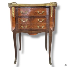 Louis XV Style Marble Top Kidney Shape Side Table