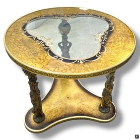 1970's Hollywood Regency Style Glass Top Table