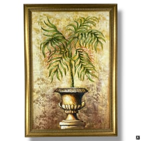 Decorative Framed Acrylic on Canvas "Potted Palm"