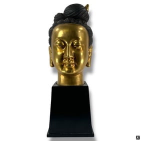 Modern Japanese Gilt Porcelain Bust on Stand