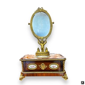 Antique French Sevres Plaque Mounted Vanity Mirror
