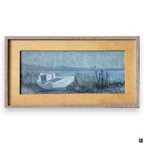 Lyman Hopkins (USA 1928-2002) Boat Scene Oil