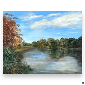 Luigi D'Angelis Oil/Canvas "Autumnal Riverscape"