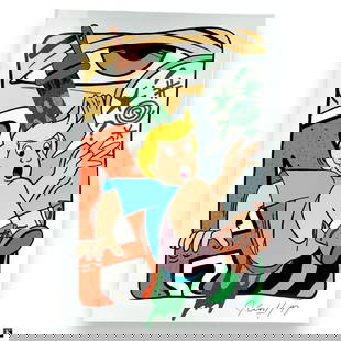 John "Crash" Matos Screenprint/Aluminum: John "Crash" Matos (American, b. 1961) Title: Green Frustration Medium: Screenprint in colors with glitter on aluminum Details: Signed, dated ’97, and numbered 4/12. A striking and rare example of C