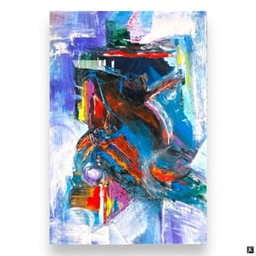 Unknown Artist Abstract Oil Painting On Paper