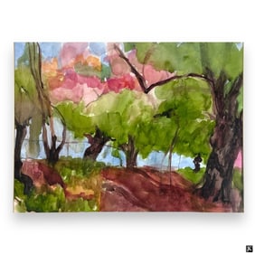 Tina Amarena (USA 20th) Landscape Watercolor On Pa
