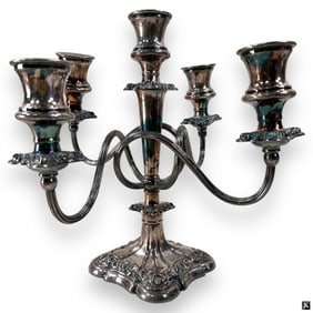 Antique Wilco Silver Plate Five Light Candelabra