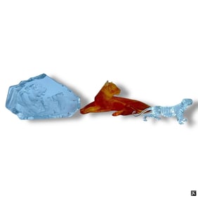 Group of 3 Art Glass Lions, Tigers